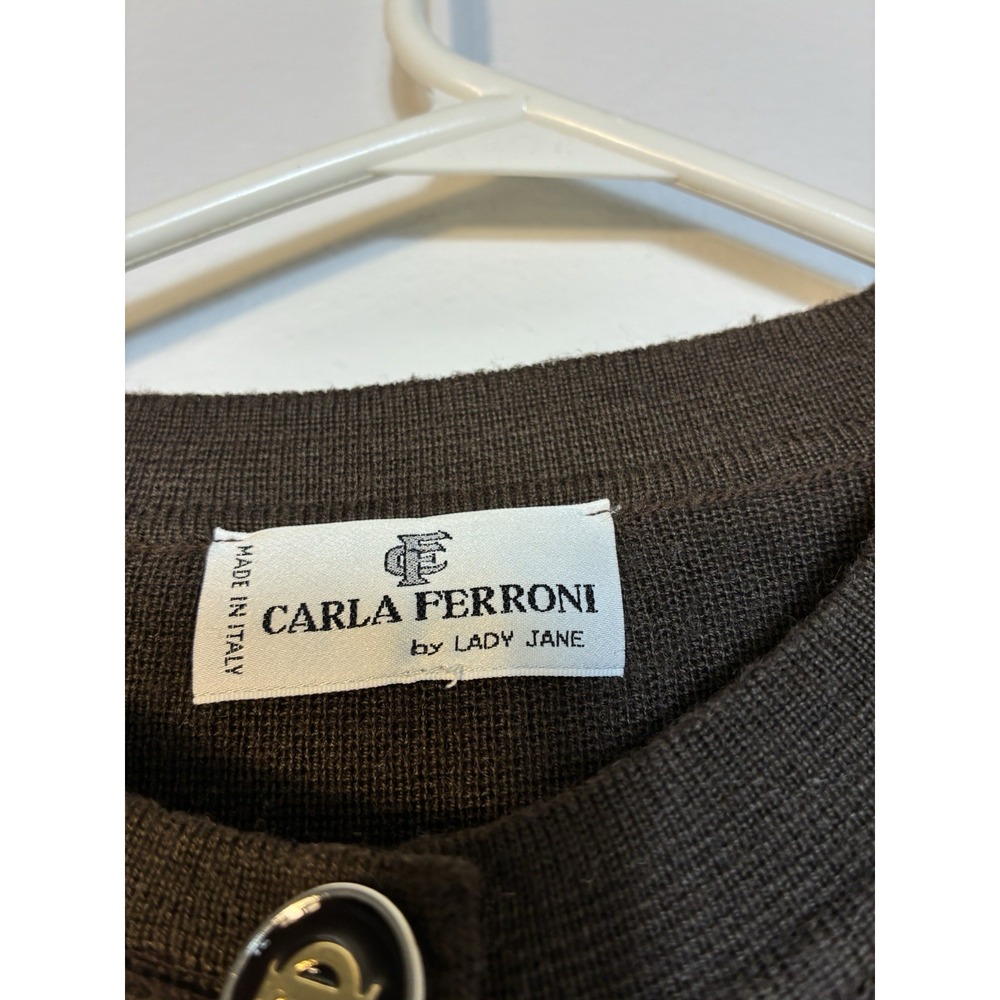 Carla Ferroni by Lady Jane wool blend Cardigan Size XL Brown Made in Italy - Picture 2 of 8